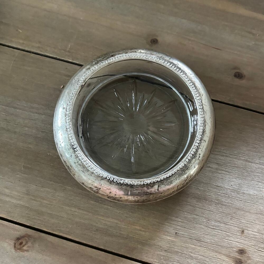 Vintage 70s 80s Style Glass and Metal Ashtray
